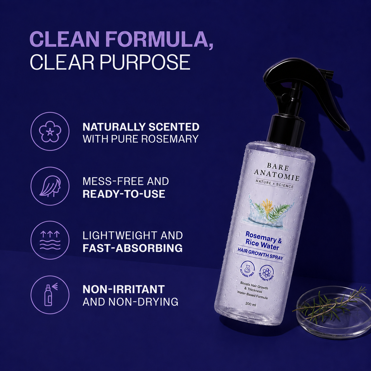 Rosemary Hair Growth Spray | 3 weeks from clogged drain to baby hairs. Just spray before bed